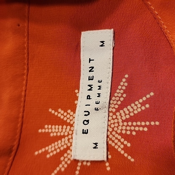 NWT Equipment Ava Clean with Contrast Silk Blouse in Spicy Orange Size Medium - Picture 13 of 13